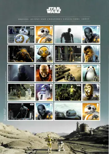 GB 2017: Star wars: Droids, Aliens and Creatures Collectors' sheet, mnh