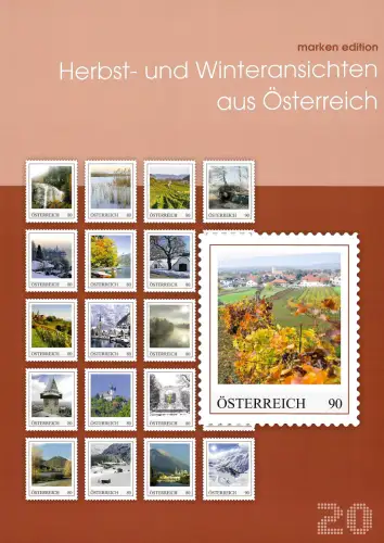 Österreich: Herbst- und Winteransichten 20x Marken, Folder mit Bogen, postfrisch