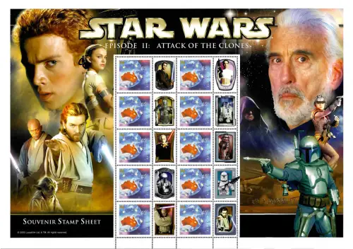 Australien 2002: Souvenir Stamp sheet Star wars Episode II: Attack of the clones
