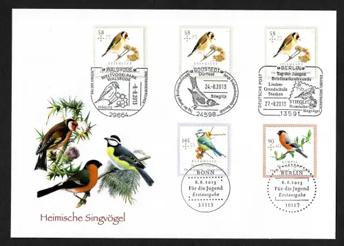 Bund 2013: Heimische Singvögel, Vogelpark Walsrode, FDC