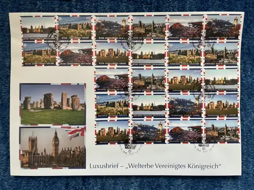 UNO Wien 2018: Luxusbrief- Welterbe Vereinigtes Königreich, FDC