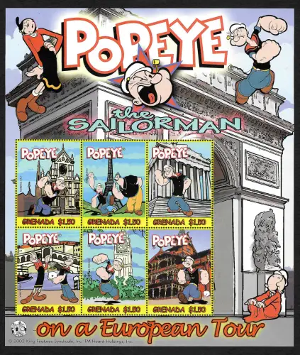 Grenada 2002: Popeye on a European Tour, big bloc, mnh