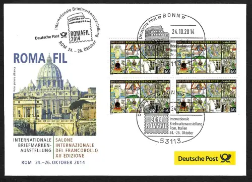 Bund 2014: ROMA FIL, Internationale Briefmarkenaussstellung, 600 Jahre Konzil
