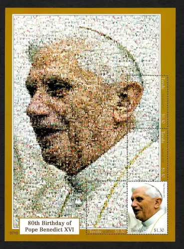 Tuvalu 2013: Papst Benedict 80. Geburtstag, postfrisch