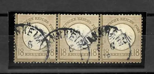 DR: MiNr. 11 im waagrechten 3er Streifen, gestempelt Mannheim 1873, BPP Attest