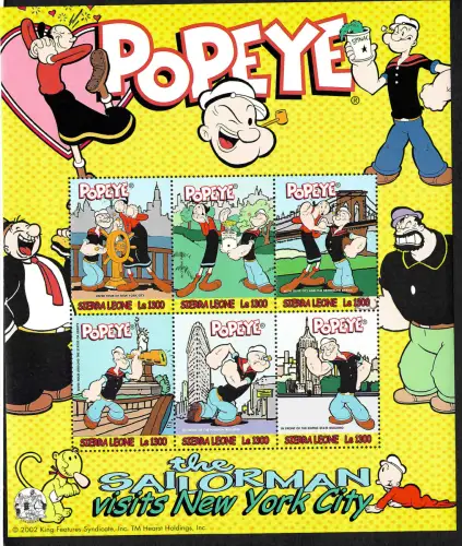 Sierra Leone 2002: Popeye the Sailorman visits New York City, postfrisch, mnh **