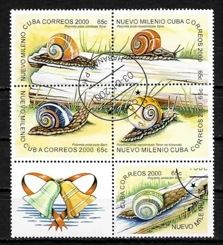 Nuovo Milenio 2000, Jahrtausendwende, Gestempelt 2001, Schnecken