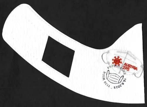 Österreich 2021: Mini FFP2 Maske auf Papiermaske, gestempelt 