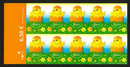 Finnland 2014: Ostergruß, Küken im Ei, Briefmarken Heftchen, postfrisch