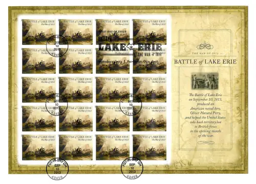 USA Forever 2013: Battle of Lake Erie, The war of 1812, sheet, FDC