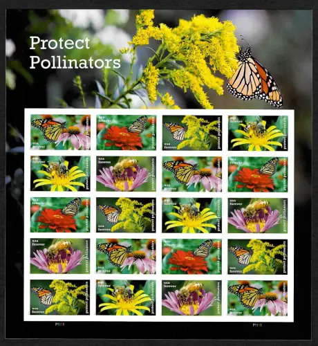 USA Forever 2017: Bestäuber Insekten - protect pollinators, Bogen mnh, **