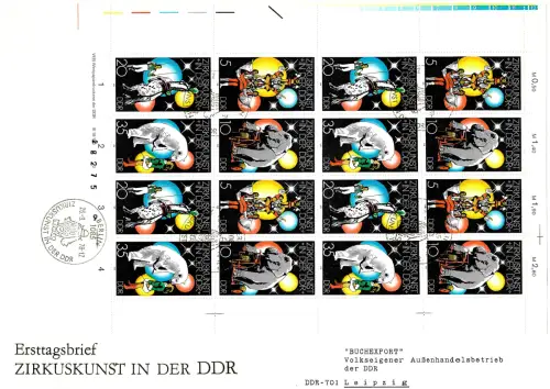 DDR 1978: Zirkuskunst in der DDR, Kleinbogen auf FDC