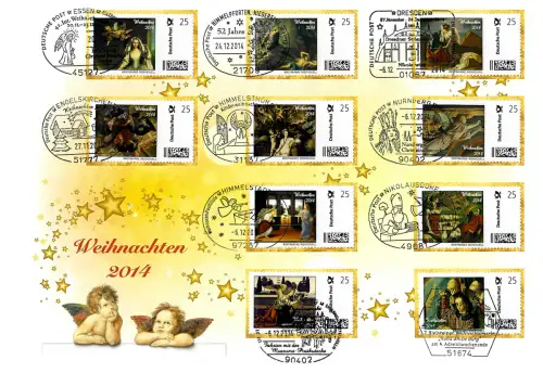 Bund 2014: Weihnachten, Marke Individual mit vielen Sonderstempeln