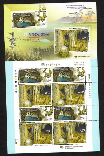 Korea 2009: Welterbe Tropfsteinhöhlen, World heritage, postfrischer Bogen