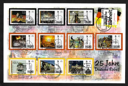 Bund 2015: 25 Jahre Deutsche Einheit - Marke Individual, verschiedene Stempel