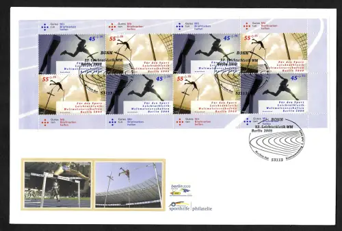 Bund 2009: Sporthilfe: Leichtathletik WM Berlin, Zusammendrucke, FDC
