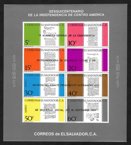 El Salvador 1971: 150 Jahre Unabhängigkeit, Independencia de Centro America, mnh
