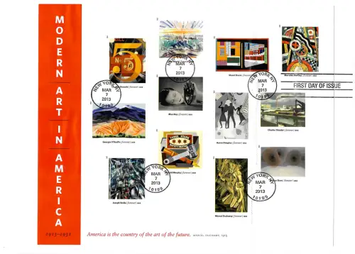 USA 2013: Modern Art in America, Zusammendruck Bogen, FDC