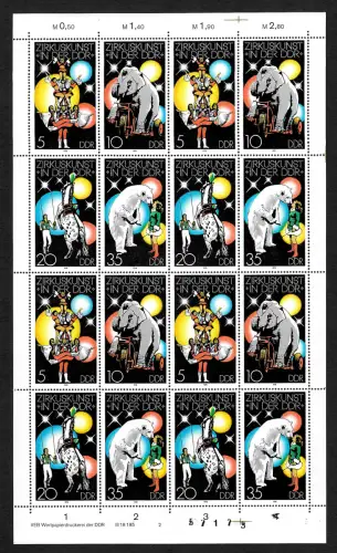 DDR 1978: Zirkuskunst in der DDR, Kleinbogen, postfrisch, **