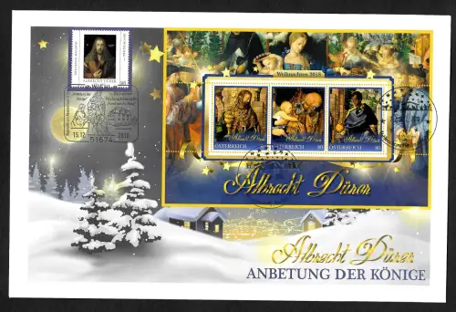 Österreich 2018: Albrecht Dürer, Anbetung der Könige, Sonderbeleg