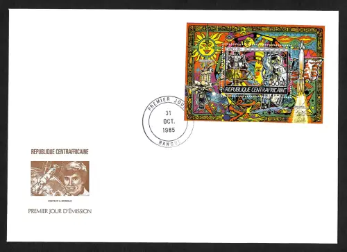 Zentralafrika 1985: Weltraum Apollo 11, Block #343A, FDC
