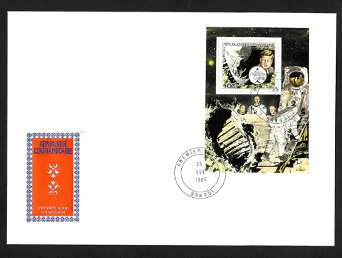 Zentralafrika 1984: Weltraum John F. Kennedy, Block #1010A, FDC