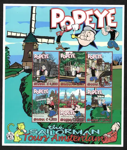 Ghana: Popeye the Sailorman, Tours Amsterdam, Block postfrisch