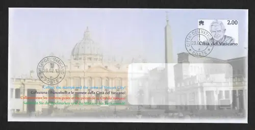 Vatikan 2013: Ganzsache Papst Benedict XVI, gestempelt