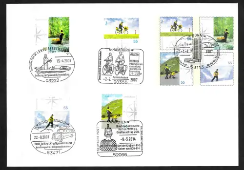 Bund 2007: Die Post ist da, Sonderbeleg mit 5 verschiedenen Sonderstempeln