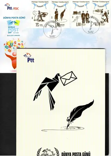 Türkei 2017: 94 Jahre Türkische Republik, Folder mit Block, Marken, FDC