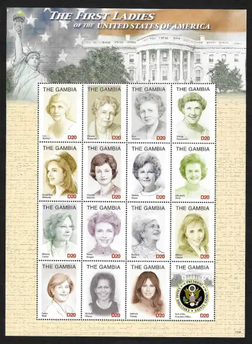 Gambia 2018: The first Ladies of the United States of America, sheet mnh