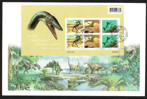Schweiz 2010: Dinosaurier, FDC