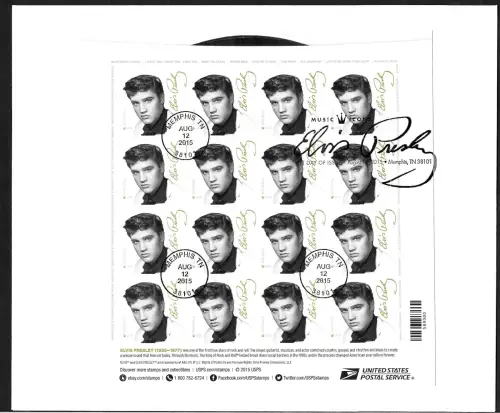 USA Forever 2015: Music Icons Elvis Presley, Kleinbogen auf FDC