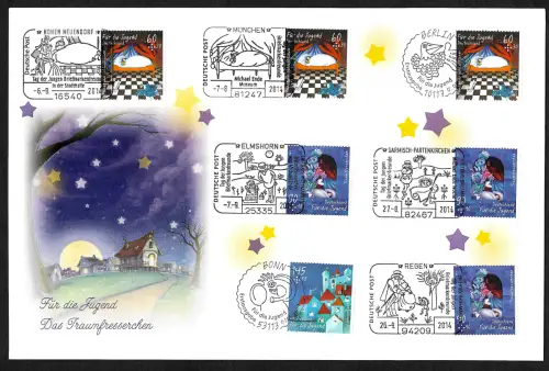 Bund 2014: Michael Ende, Das Traumfresserchen, Luxusbrief, viele Sonderstempel