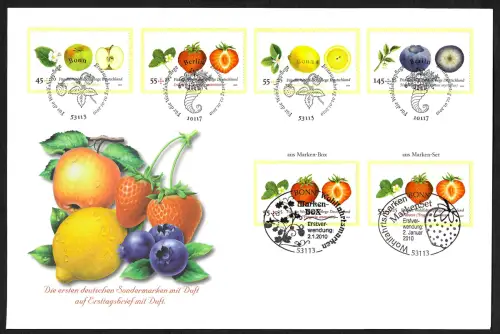 Bund 2010: die ersten deutschen Sondermarken mit Duft, FDC