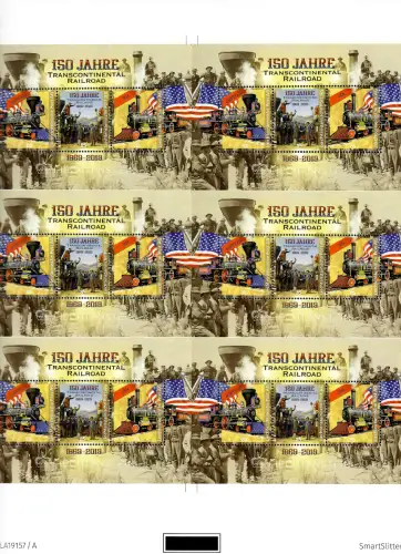 Liechtenstein 2019: 150 Jahre Transcontinental Railroad, Druckbogen postfrisch