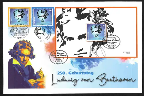 Bund 2020: 250. Geburtstag Ludwig van Beethoven, Philatelieblock, Luxusbrief