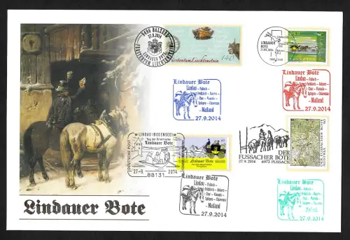 Bund, Schweiz, Österreich Liechtenstein 2014: Lindauer Bote, 4-Länder Frankatur