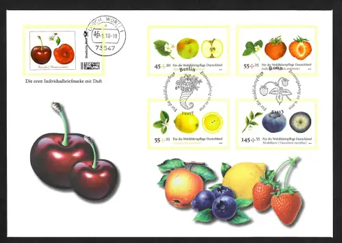 Bund 2010: Erste Individualmarke mit Duft, weitere Duftmarken, FDC