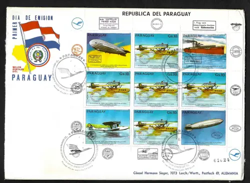 Paraguay 1984: 50. Jahrestag erster direkter Postflug Lufhansa-Südamerika, FDC