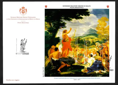 Malta 2014: San Giovanni Battista, Block auf FDC