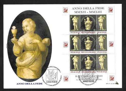 Vatikan 2013: Anno della Fede, Jahr des Glaubens, Block, FDC