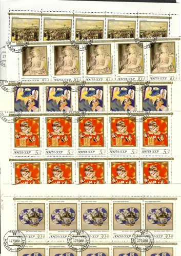 Russland 1989: Gemälde  #6003-6007, 10er Block, gestempelt