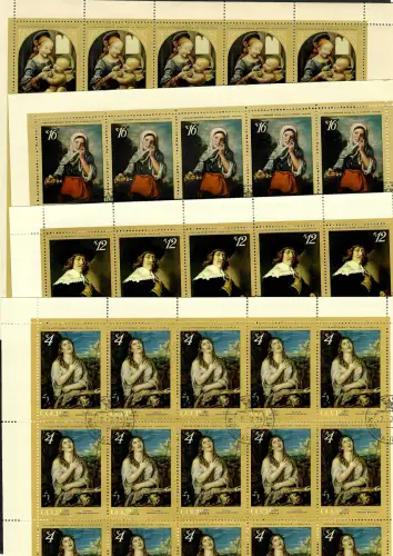 Russland 1971: Gemälde, #3898-3904, 7x Bogen, gestempelt