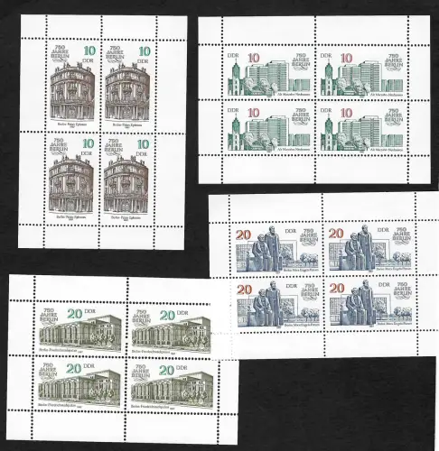 DDR 1987: 750 Jahre Berlin, #3075-3078, 4x Blöcke, postfrisch