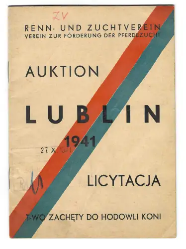 GG: Renn- und Zuchtverein: Auktion Lublin 1941, Broschüre mit Angabe der Pferde