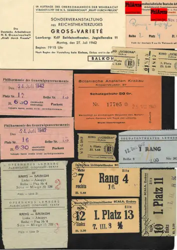 GG: Eintrittskarten zu Kulturveranstaltungen, Botanische Gärten, Theater 1940-44