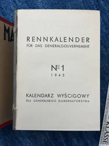 GG: Rennkalender für das Generalgouvernement 1943, Nr. 1-17, gebunden, dt. poln.