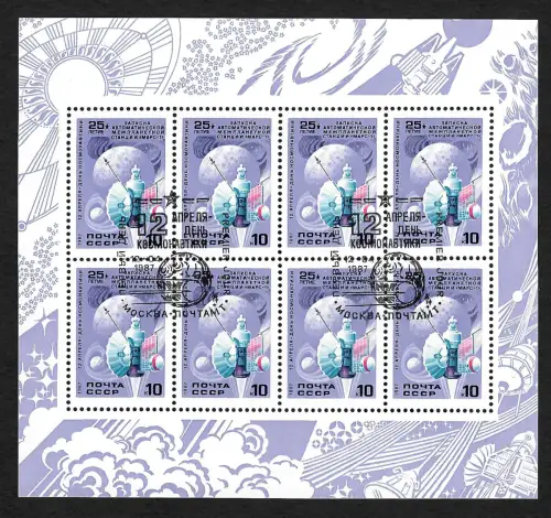 Russland 1987: Weltraum, #5700, Bogen gestempelt