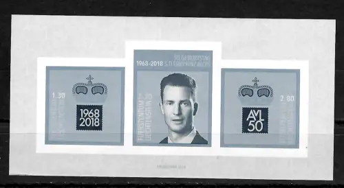Liechtenstein 2018: 50. Geburtstag von Erbprinz Alois, postfrischer Block